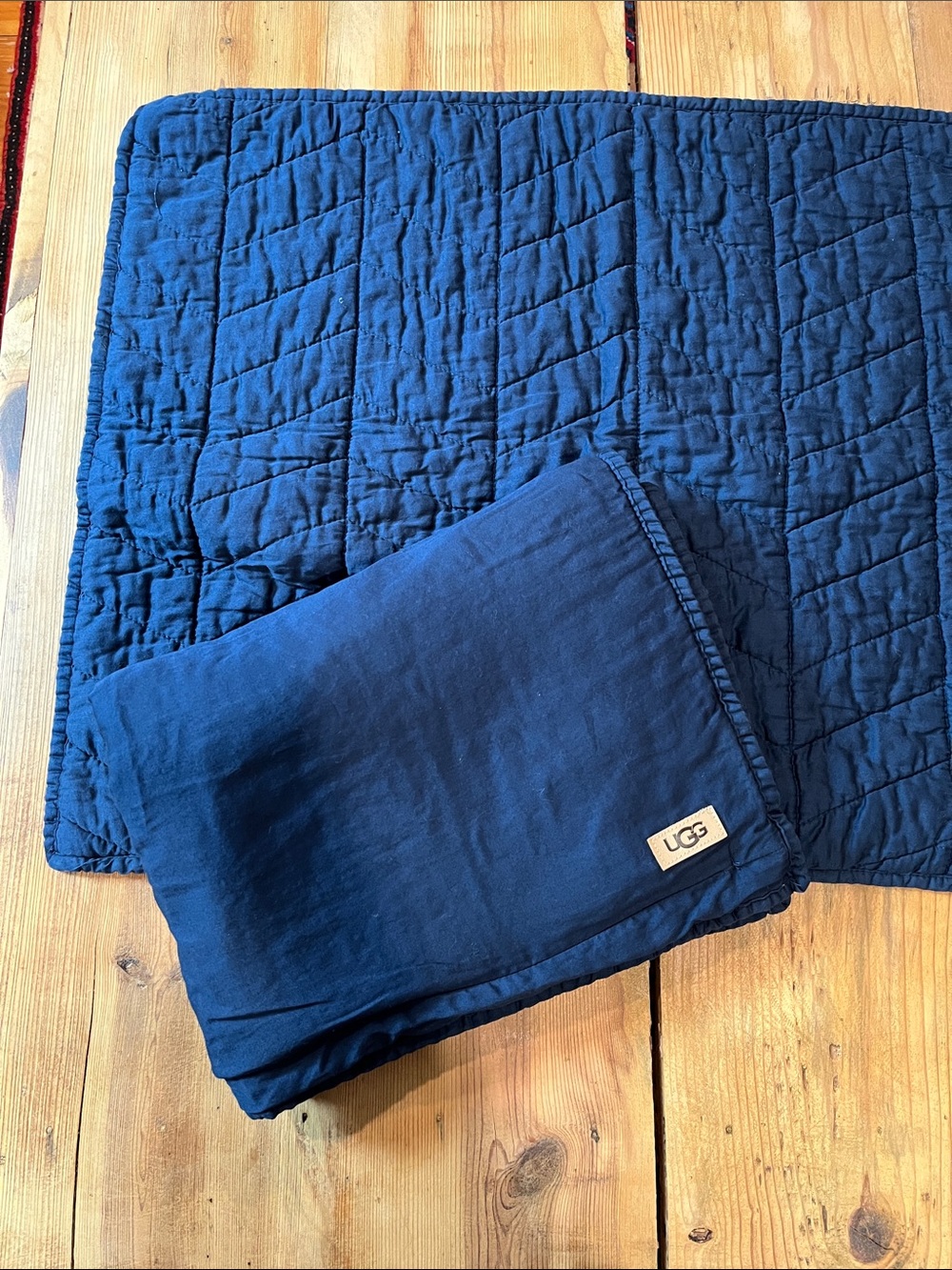 Set/2 UGG *Standard Sham* Navy Blue Quilted Pillow Cover Zipper Closure